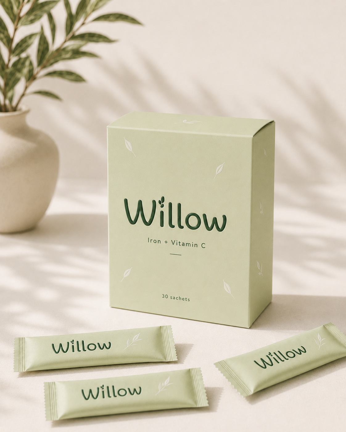 Iron + Vitamin C powder sachet packaging